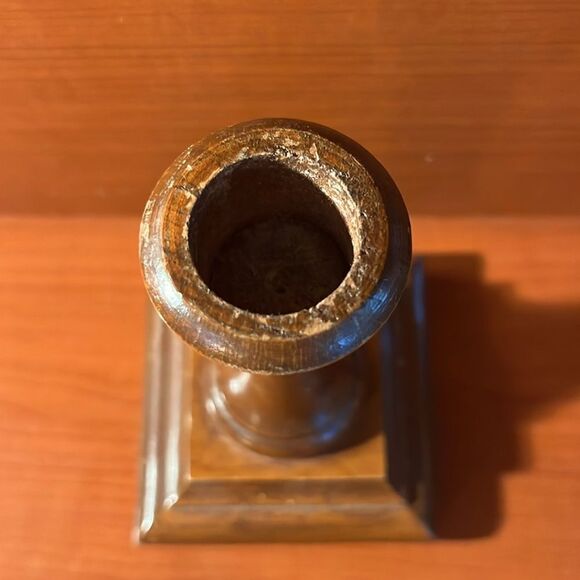 Set of (2) Brown Wooden Woodcrafters Candlestick Square Holders for Taper Candle - Picture 3 of 10